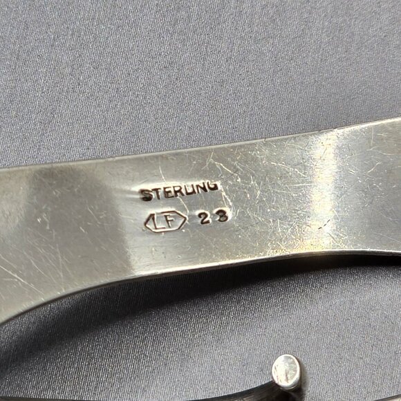 Art Deco Sterling Silver Buckle Brooch 2" Engine Turned 21.79g Signed LF 23 - Picture 5 of 9